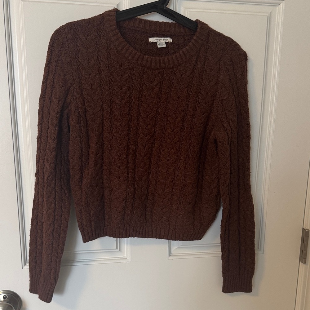 American Eagle Outfitters Cable Knit Sweater in Deep Brown